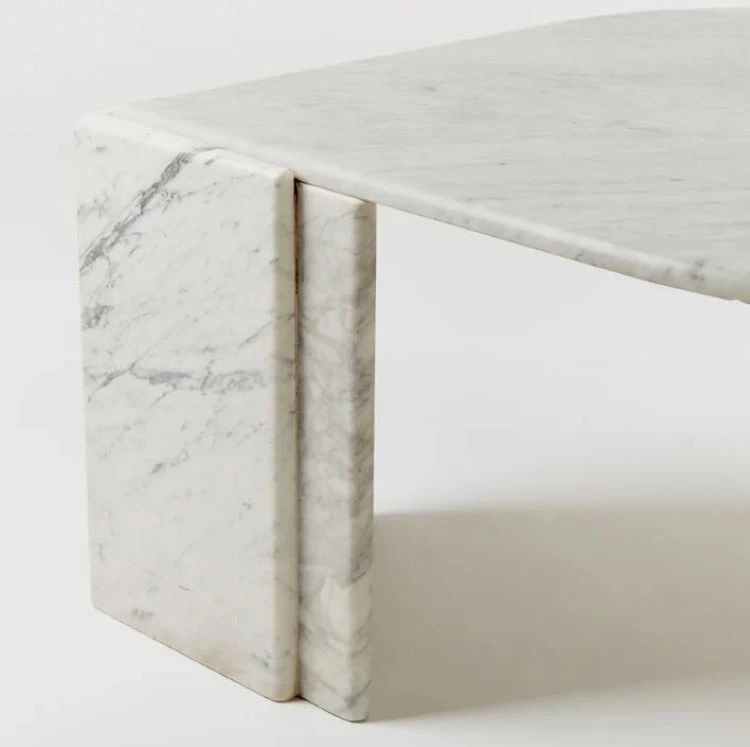 Leaf Shaped Carrara White Marble Living Room Coffee Table